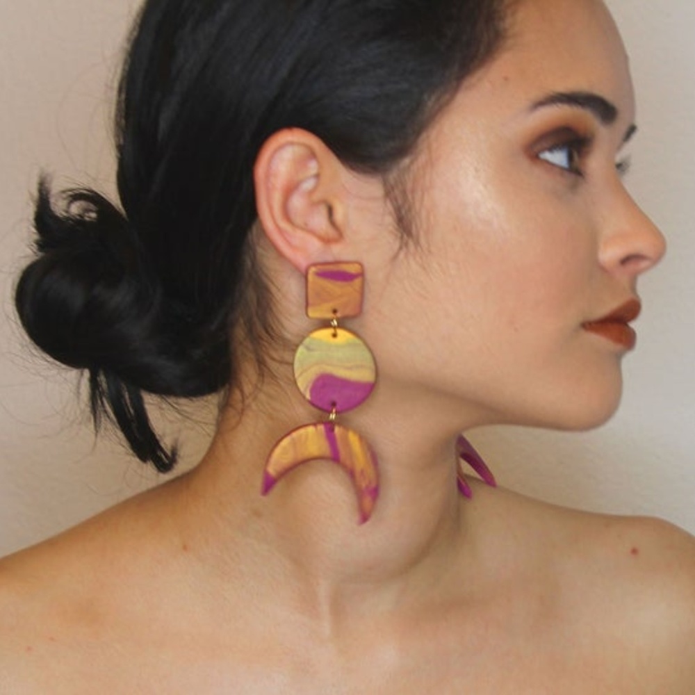 Geometric shapes Polymer clay Dangle Earrings